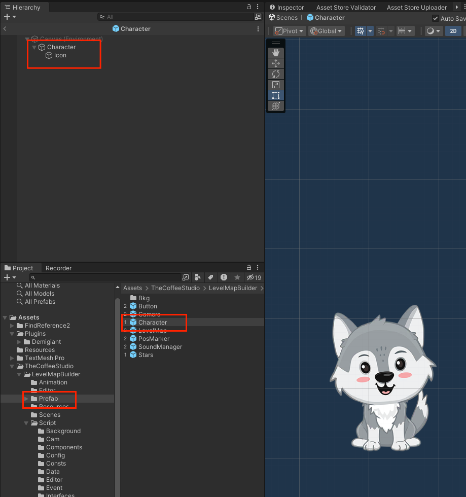Character prefab in Unity editor
