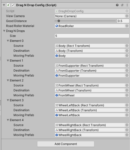 Drag N Drop Config Script component in Unity Inspector